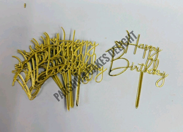 Mini Cake Topper - 10 Pcs Pack, D21, Gold