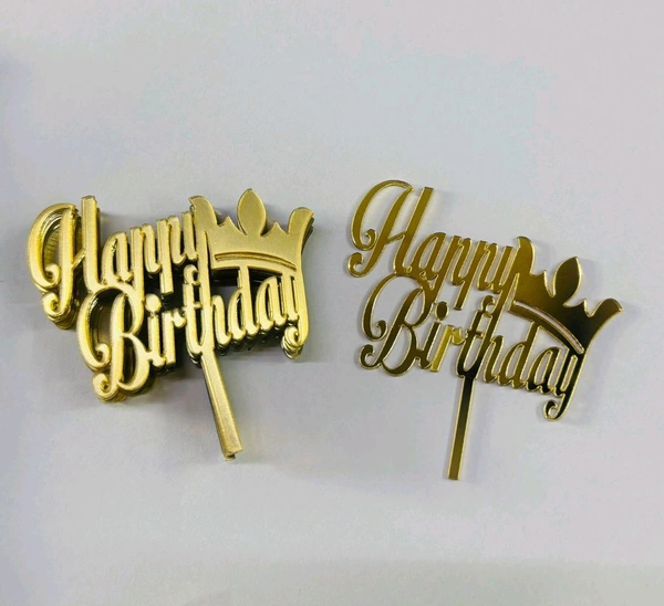 Mini Cake Topper - 10 Pcs Pack, D27, Gold