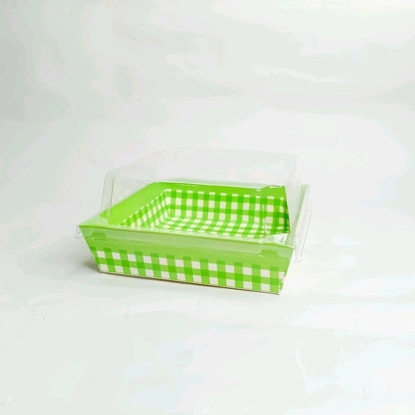 Square Plum With Lid - Green, 10 Pcs Pack