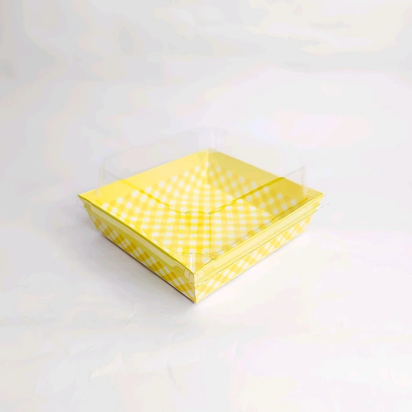 Square Plum With Lid - Yellow, 10 Pcs Pack