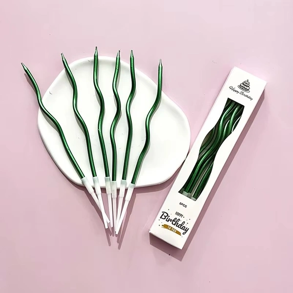 CURL CANDLES - Green, 1 PACK OF 6 PCS EACH