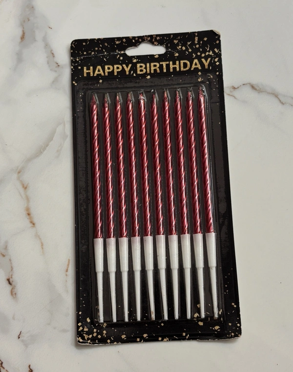 Long Twisted Candle - 10 Pcs Pack, Red