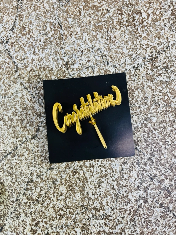 Mini Cake Topper - 10 Pcs Pack, D41, Gold