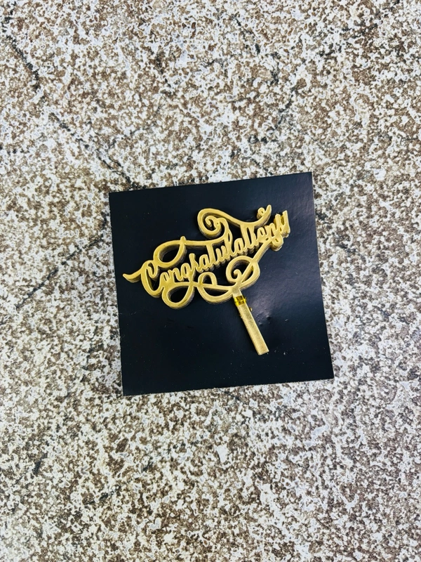 Mini Cake Topper - 10 Pcs Pack, D42, Gold