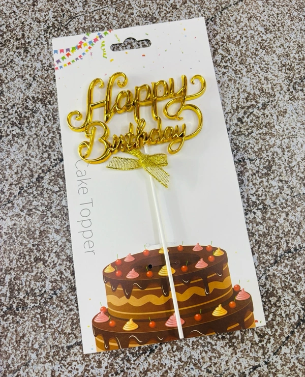 Happy Birthday Imported Topper - Delight 3, 1 Pc, Gold