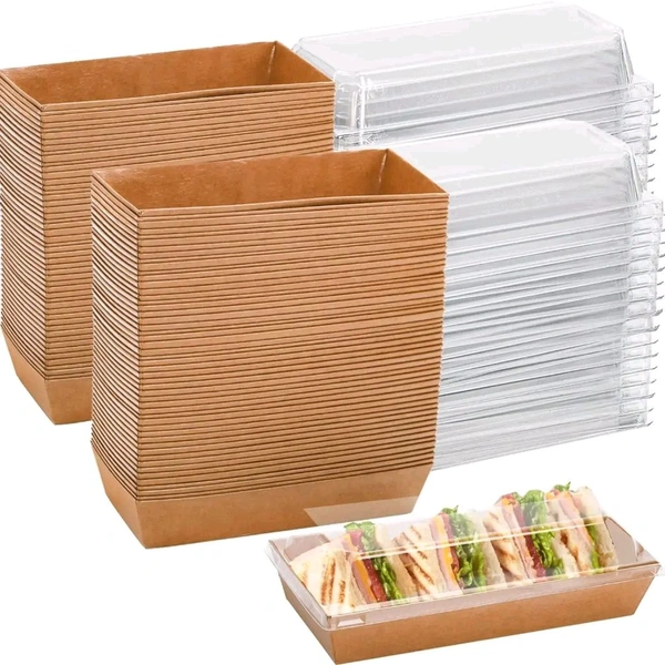 Rectangular Plum With Lid - Brown, 10 Pcs Pack