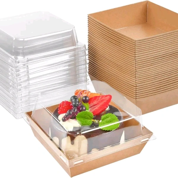 Square Plum With Lid - Brown, 10 Pcs Pack