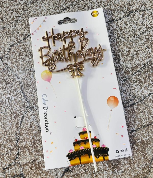 Happy Birthday Imported Topper - Rose Gold, Delight 9, 1 Pc