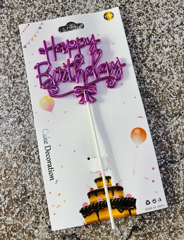Happy Birthday Imported Topper - Pink, Delight 14, 1 Pc
