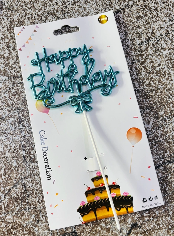 Happy Birthday Imported Topper - Blue, Delight 16, 1 Pc