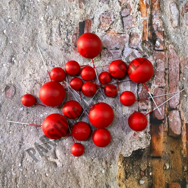 Imported Pastel Faux Ball - Red, 2Cm - 2.5Cm - 3Cm - 4Cm