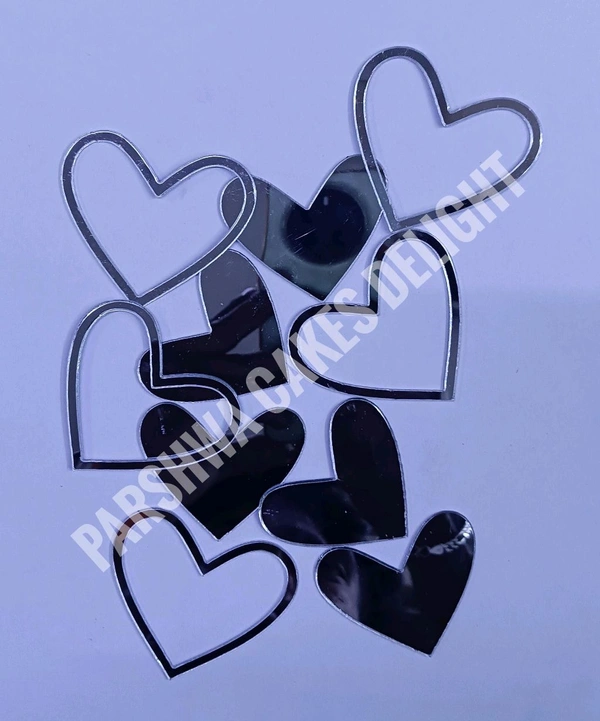 ACRYLIC HEARTS - 5 Sets, Silver