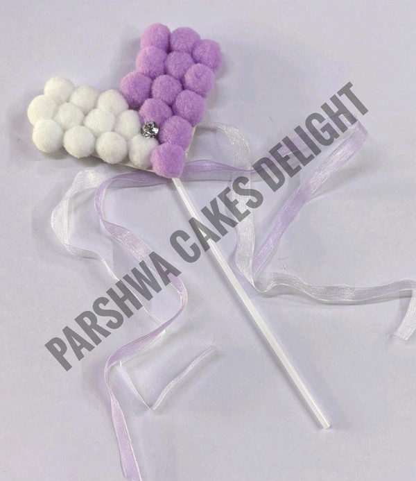 Full Heart Pom Pom Topper - Purple, 1 Pc