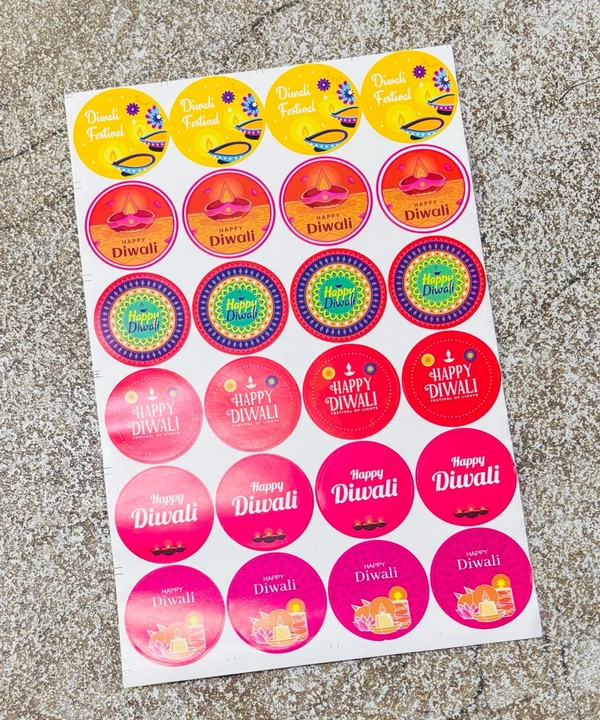 Happy Diwali Circle Sticker Sheet - Delight 2, 24 Pcs, 2 Inches