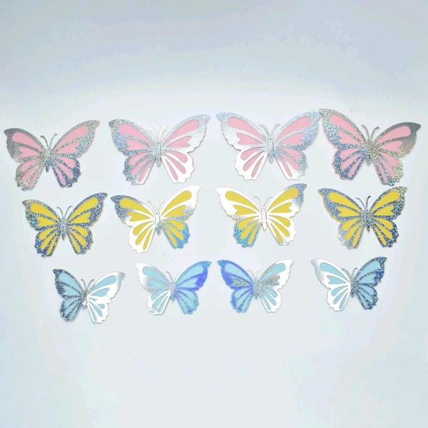 Glitter Paper Butterfly  - Delight 1, 12 Pcs Pack