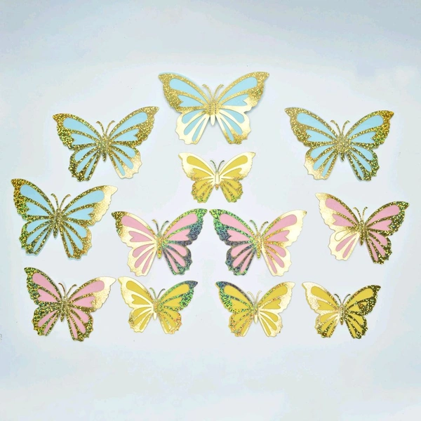 Glitter Paper Butterfly  - Delight 2, 12 Pcs Pack