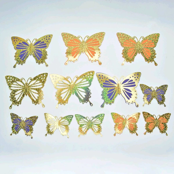 Glitter Paper Butterfly  - 12 Pcs Pack, Delight 3