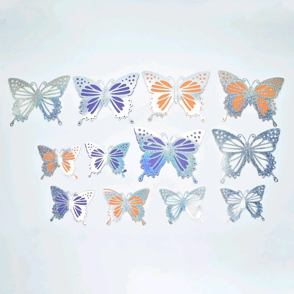 Glitter Paper Butterfly  - Delight 4, 12 Pcs Pack
