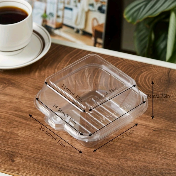 PVC Transparent Square Bento Box  - 10 Pcs Pack