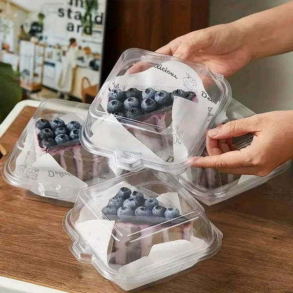 PVC Transparent Square Bento Box  - 10 Pcs Pack