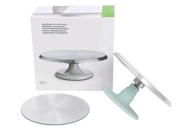 2-PIECE Detachable Steel Cake Turntable – Cyan Base with Rotating Top - 1 Pc