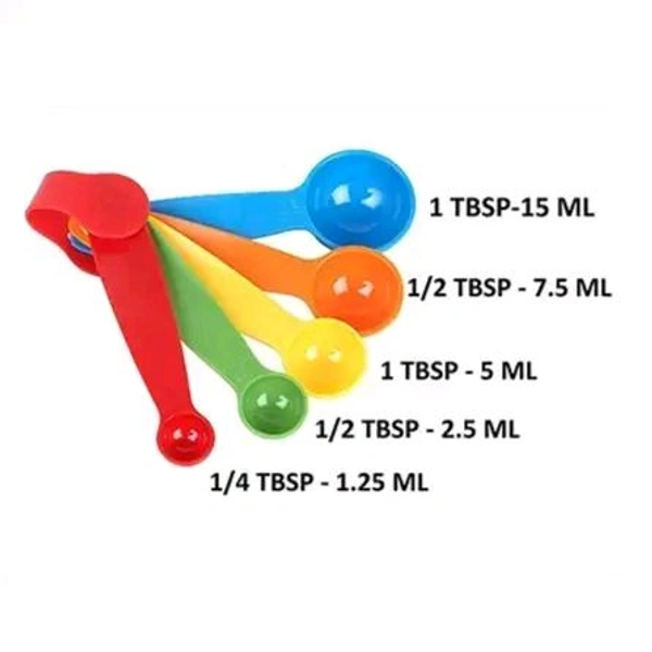 Plastic Measuring Spoons Set – 5 Colourful Pieces 