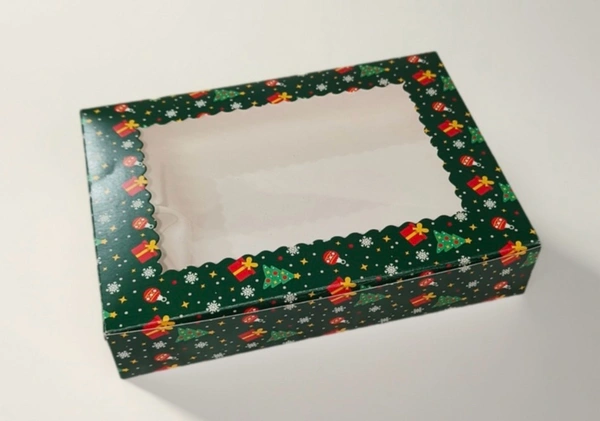 Christmas Brownie Box - 10 Pcs Pack, 6 Brownie 8.5*6*1.75", Delight 2 Green