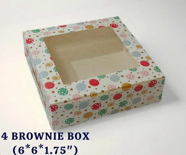 Christmas Brownie Box - 10 Pcs Pack, 4 Brownie 6*6*1.75", Delight 3 PolkaDot