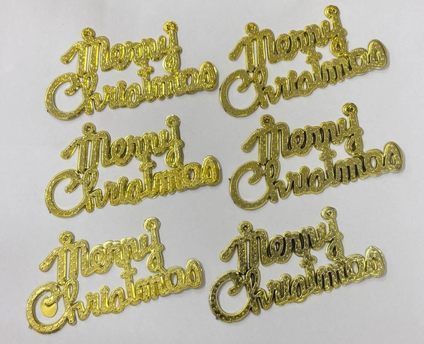 Merry Christmas Plastic Topper - 6 Pcs Pack
