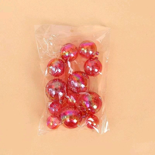 Transparent Crystal Ball - Red, 12 Pcs Pack