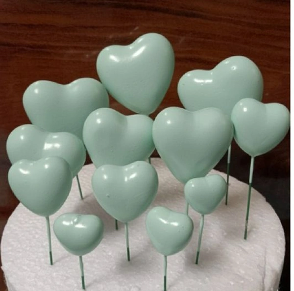 Heart Faux Balls - Green, 20 Pcs Pack