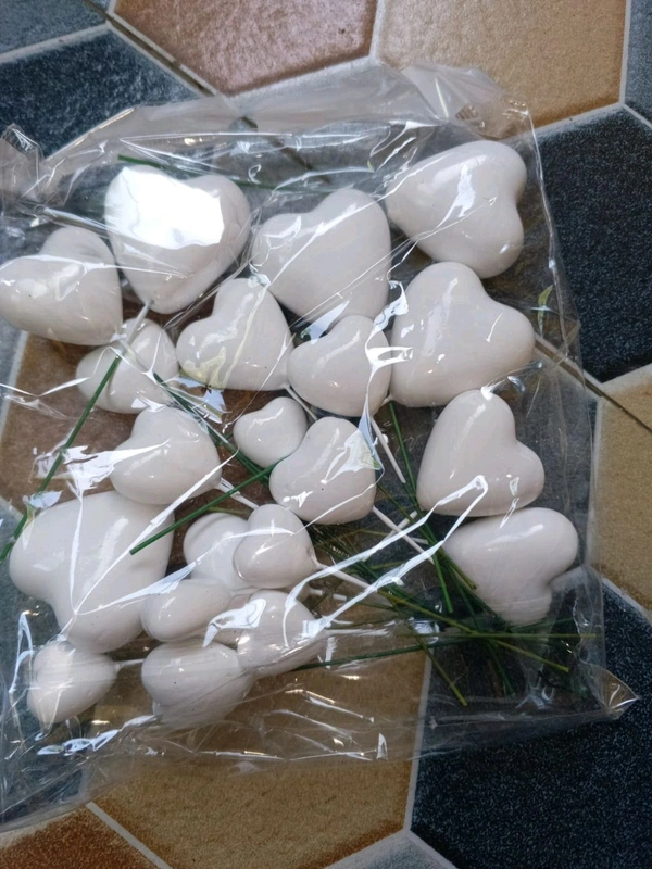 Heart Faux Balls - White, 20 Pcs Pack