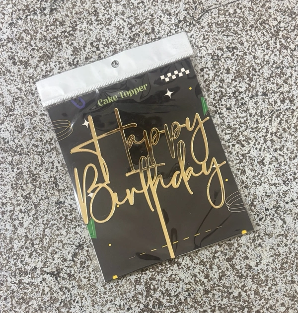 ACRYLIC TOPPER Happy Birthday - 5 Inch, Gold, 136