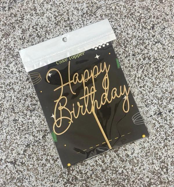 ACRYLIC TOPPER Happy Birthday - 5 Inch, Gold, 139