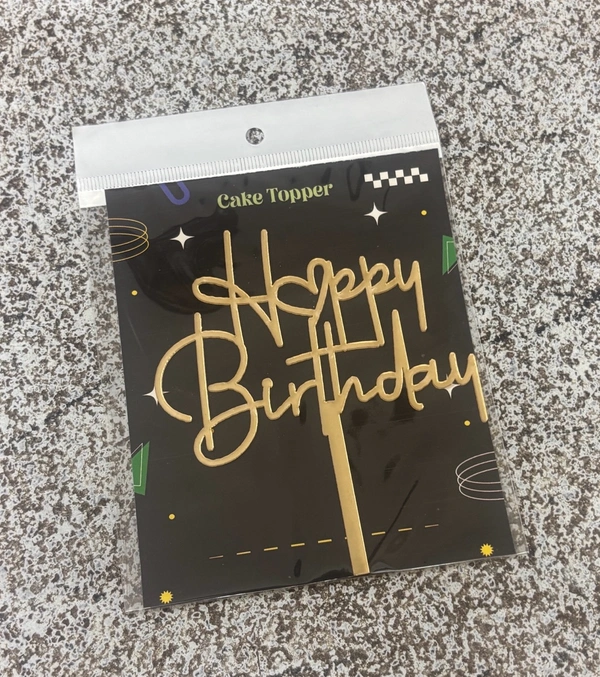 ACRYLIC TOPPER Happy Birthday - 5 Inch, Gold, 148