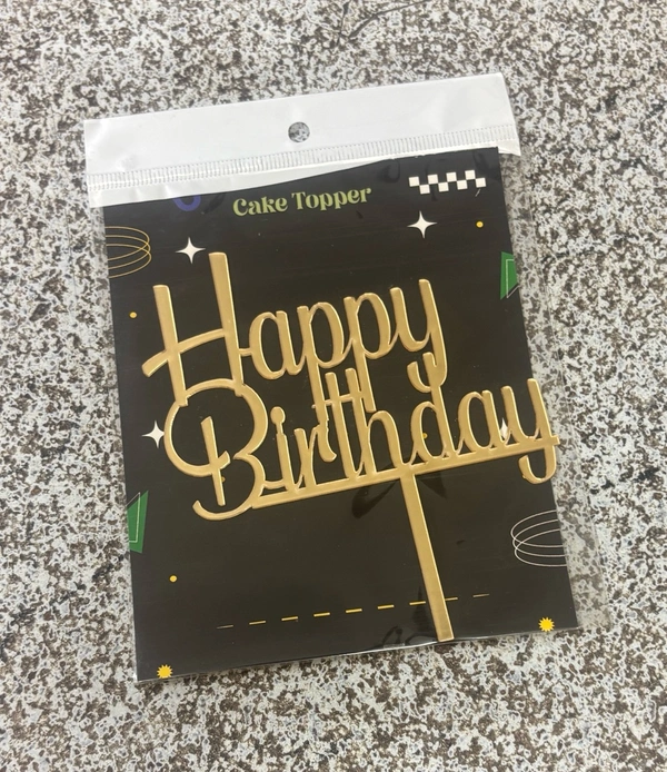 ACRYLIC TOPPER Happy Birthday - 5 Inch, Gold, 155