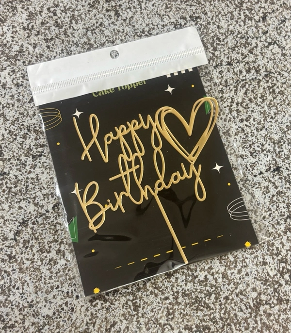 ACRYLIC TOPPER Happy Birthday - 5 Inch, Gold, 161
