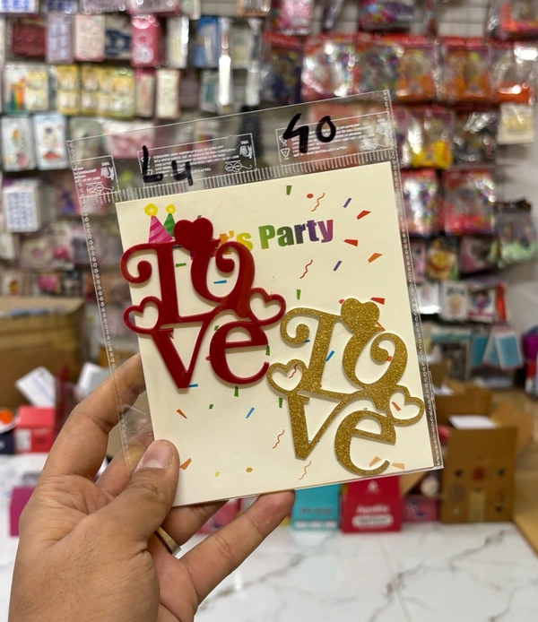 Gold & Red Acrylic Cut Outs - 2 Pcs, L4