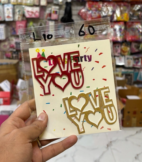 Gold & Red Acrylic Cut Outs - 2 Pcs, L10