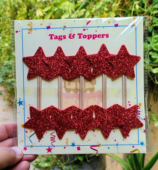 Foam Star Stick Topper - Red, 10 Pcs Pack