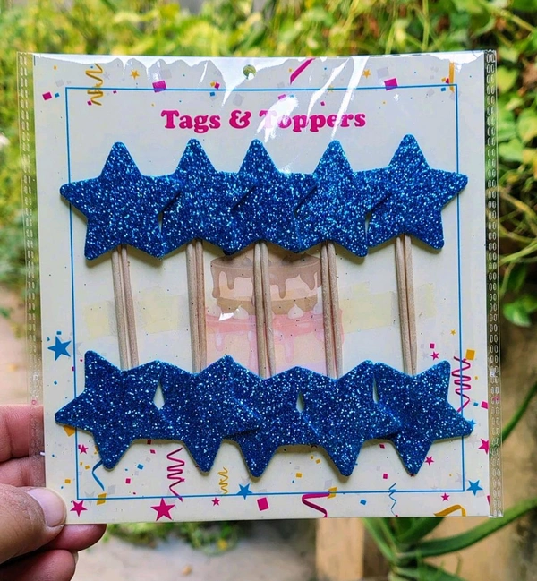 Foam Star Stick Topper - Blue, 10 Pcs Pack