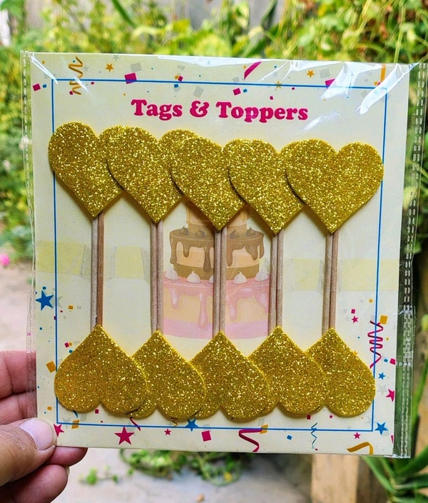 Foam Heart Stick Topper - Gold, 10 Pcs Pack