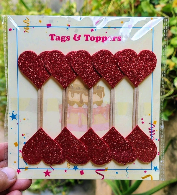 Foam Heart Stick Topper - Red, 10 Pcs Pack