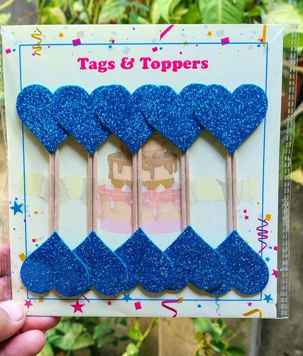 Foam Heart Stick Topper - Blue, 10 Pcs Pack