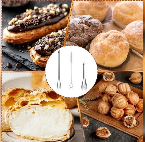 Filling Nozzle Puff Special Nozzle Set Pastry Tips Cupcake Cake Decorating - 3 Pcs