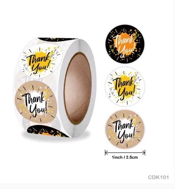 Thank You Sticker Roll - 1 Inch, 500 Pcs, 101