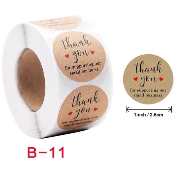 Thank You Sticker Roll - 1 Inch, 500 Pcs, B11