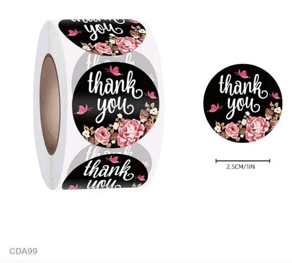 Thank You Sticker Roll - 1 Inch, 500 Pcs, A99