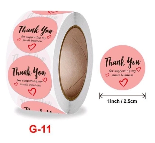 Thank You Sticker Roll - 1 Inch, 500 Pcs, G11