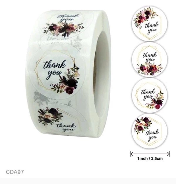 Thank You Sticker Roll - 1 Inch, 500 Pcs, A97